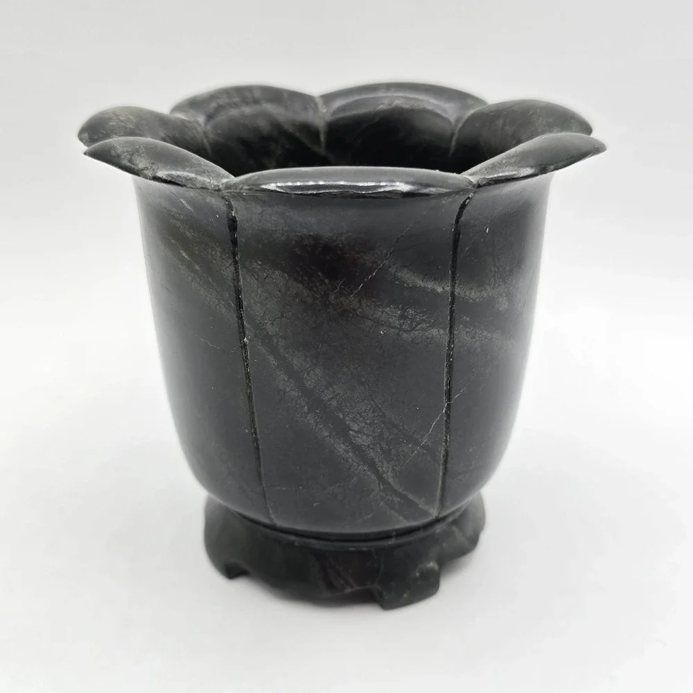 Vtg Floral Petal‎ Candleholder Or Mini Vase Stone Rock Heavy